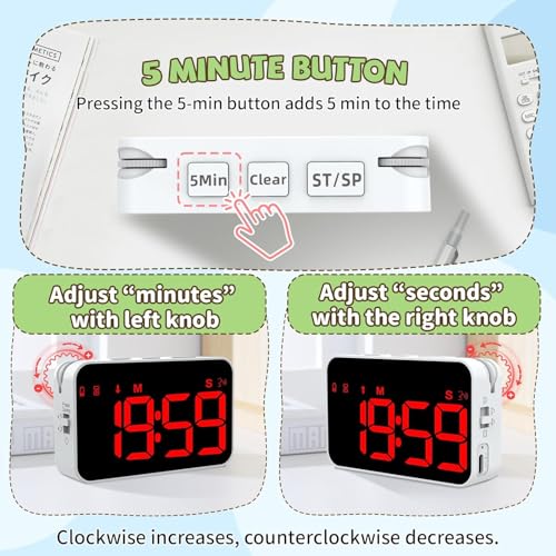 PERSUPER Kitchen Digital Timer, Count Down Up, Rechargeable, Vibration Mode Adjustable Volume and Brightness LED Display, Time Management Cook, Desk, Kids Adults Study Teaching, Kitchen Gadgets Red-1 - color: Red-1