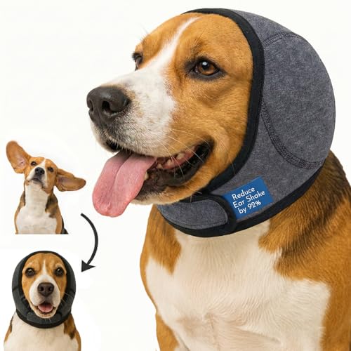 No-Shake Ear Wraps for Dogs: Breathable Bonnet to Stop Shaking & Aid Aural Hematoma Recovery - Post-Surgery Bleeding Protection for Beagle Cocker Spaniel & Border Collie Medium Breed - size: Medium