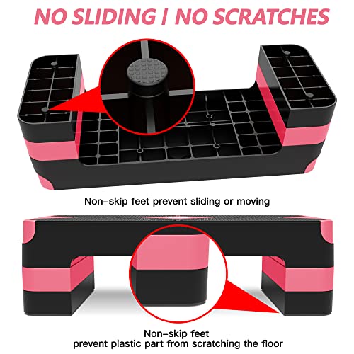 GYMMAGE Aerobic Exercise Step, Adjustable Height, | Aerobic Workout Step Platform for Exercise, 26.5" Step Deck with Adjustable Height, Women Home Gym Cardio Fitness - color: E