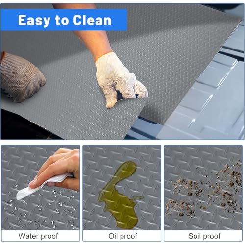 7.5x16FT Rubber Garage Floor Mat Roll, 2.8mm Thickness, Diamond Plate | PVC Flooring Roll Mat, Parking Mat Waterproof Nonslip, For Gym & Warehouse, Trailer Use - size: 7.5 X 16FT