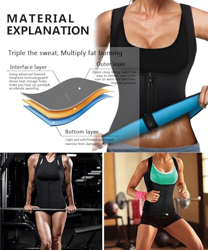 Women's Neoprene Sweat Sauna Vest – Slimming, Waist-Cinching, Lightweight Workout Tank Top Tummy Control Suit