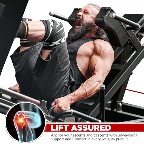 RDX Knee Wraps for Weightlifting, 78” Elasticated Straps Power Lifting Leg Press Support Gym Fitness Squats Workout Men Women - color: White Black