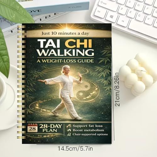 28-Day Senior Balance & Weight Loss Journal – Tai Chi Walking Workout Log, Low-Intensity Exercise Tracker, Designed for Seniors, Spiral-Bound Fitness Planner (2 Copies)