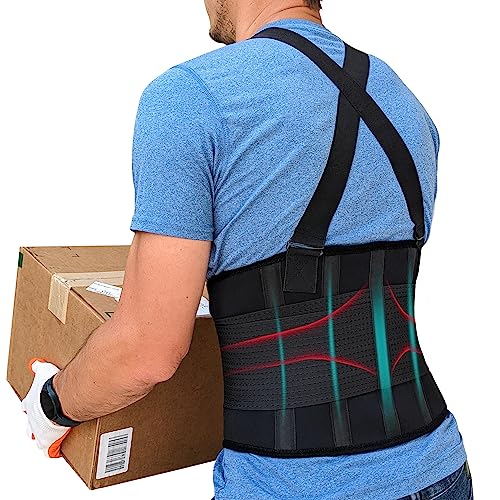 Plus Size Back Brace for Men Lower Back Heavy Lifting with Suspenders, Back Support Belt for Work, Lower Back Brace with Lumbar Support for Back Pain Relief, Construction Warehouse Moving Belt, 4XL - size: 4X-Large (Pack of 1)
