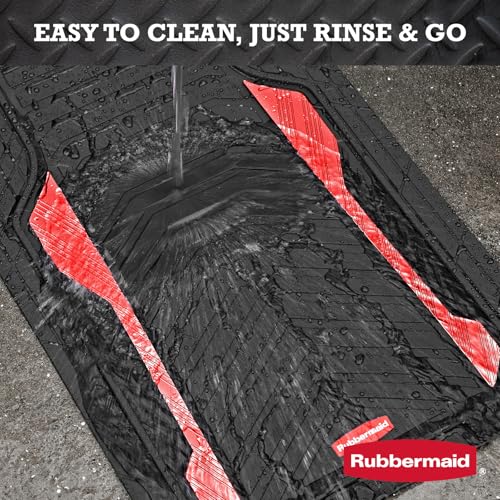 Rubbermaid Car Floor Mat, Heavy Duty All-Weather Car Mats Full Set with Dual-Tone Red Aluminum Inserts – Universal Fit, Anti-Slip Backing, Trim-to-Fit for Most SUV, Sedan, Van - color: Red