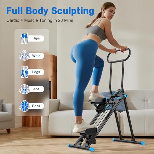 HXD-ERGO Stair Stepper for Home, New Version 6 Adjustable Resistance Vertical Climber Cardio Exercise Machine, Folding Stair Climber for Full Body Workout with Adjustable Handlebar - color: Black