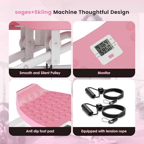 soges Balance Board Trainer with Resistance Bands & LCD Display, Ski Balancing Machine for Full Body Workout, Wobble Board Core & Cardio Stepper for Home Gym, 330 LBS Capacity