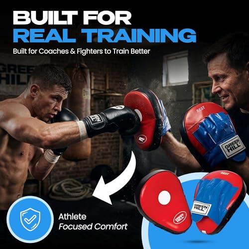 Green Hill Curved Boxing Focus Mitts for MMA, Muay Thai & Boxing - color: BLUE/BLACK