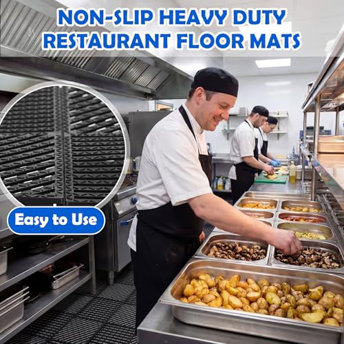 Dunzy 70.87" x 23.62" Non Slip Rubber Restaurant Floor Mats Grade Grease Restaurant Floor Mats Heavy Duty Commercial Anti Fatigue Drainage Rubber Pads for Kitchen Bar Use Wet Area