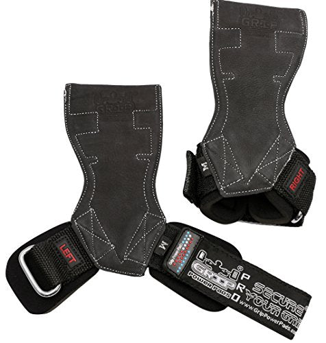 Lifting Grips PRO Weight Gloves Heavy Duty Barbell Gymnastics Straps Alternative to Power Hooks Deadlifts Adjustable Neoprene Padded Wrist Wrap - color: Black Leather, size: Small 5.0"-6.40" Wrist Size
