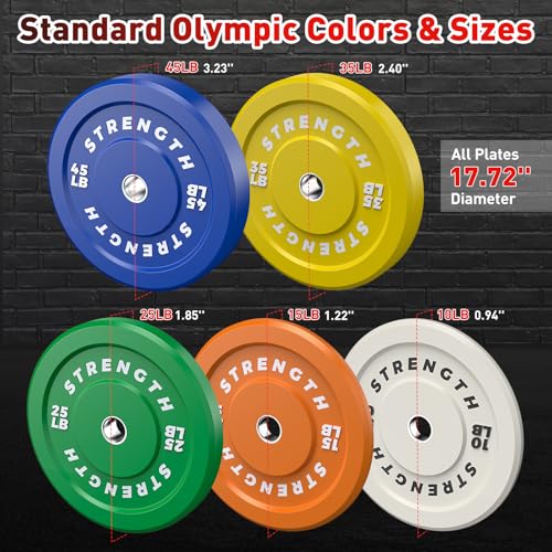 Rendpas Premium Color-Coded Rubber Bumper Plates Set - 2 Inch Olympic Weight Plates for Home Gym Cross and Strength Training - color: 100LB Set
