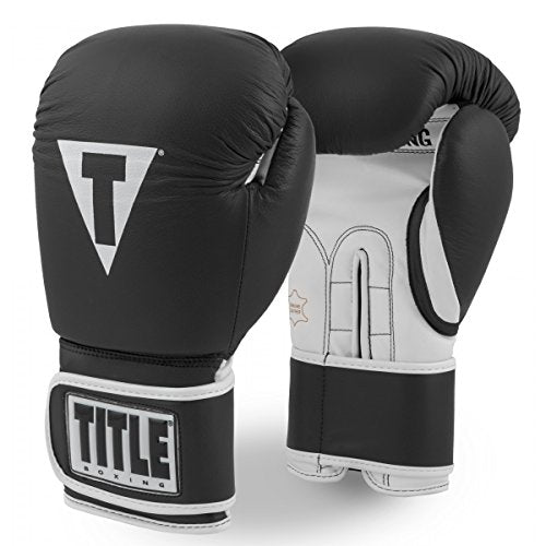 TITLE Boxing Pro Style Leather Training Gloves 3.0 - Boxing Gloves, Boxing Training Gloves, MMA Gloves, Oz Training Gloves, Kickboxing Gloves, Punching Bag Gloves, Sparring Gloves - color: Black/White, size: 12 oz