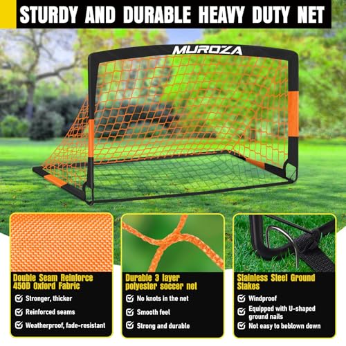 Soccer Goal, Kids Soccer Goals for Backyard Set, 2 Pack of Portable Pop Up Soccer Net with Soccer Ball, Cones, Complete Training Equipment for Youth, Toddler Outdoor Sports Games - color: Black Orange, style: 6 ft x 4 ft