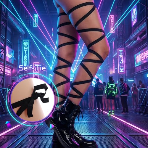 Rave Leg Wrap Women Elastic Garter Legs Straps Non-Slip Adjustable Thigh Garter Music Festivals Mardi Gras Cosplay