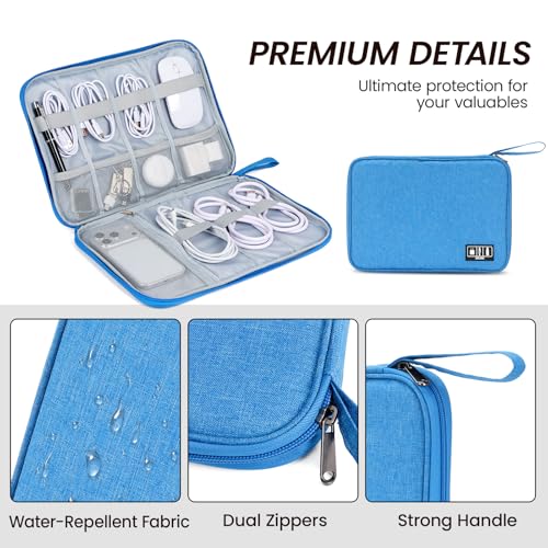 Electronic Organizer Travel Case, Slim Cable Accessories Pouch, Single Layer Tech Pouch & Cord Storage Bag for Chargers, Power Bank, SD Cards - Minimalist Travel Essentials - color: blue, size: L