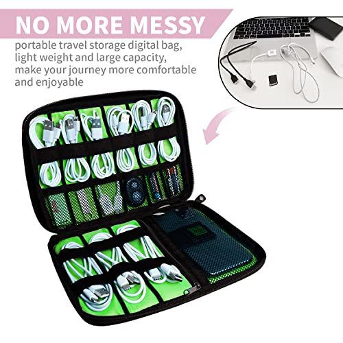Lcsmaokin Electronics Travel Organizer,Portable Waterproof Electronic Travel Storage Bag for Small Charging Cord Storage,Charger,SD Card etc,for Travel,Business -Pink Green - color: C-Pink-Green, size: Single Layer