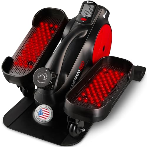 Lifepro Portable Under Desk Elliptical Exercise Machine - Manual Pedal Exerciser for Home Workouts, Muscle Toning, Energy Boost - Mini Foot & Leg Exerciser with Fitness App - color: Red