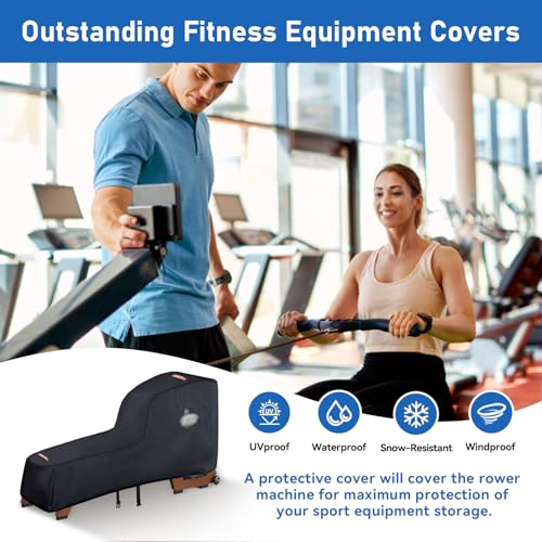 Rowing Machine Cover,420D Heavy Duty Rower Outdoor Covers,Outdoor Protective Cover for Concept 2 Fitness Equipment,with Waterproof Strip,Windproof Buckle,2 Handles,Accessories Fit for Concept 2 Rower