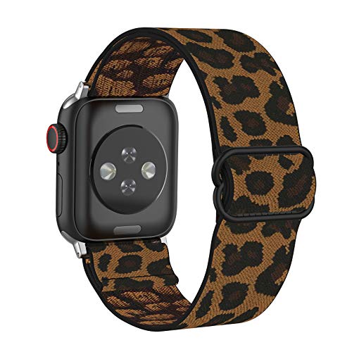 Adjustable Elastic Watch Band Compatible with Apple Watch 38mm/40mm Soft Stretch Strap Replacement Wristband for iWatch Series SE/6/5/4/3/2/1 Leapard 38mm/40mm - color: 1-Leopard, size: 38mm/40mm/41mm/42mm(Series 10)