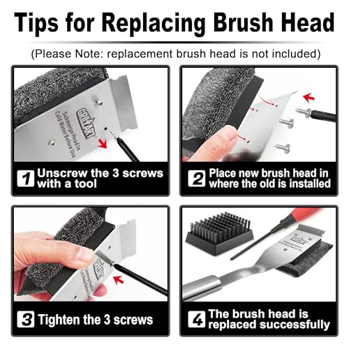 GRILLART Grill Brush Bristle Free Replacement Head - 2PCS - color: Bristle Free Replacement Heads