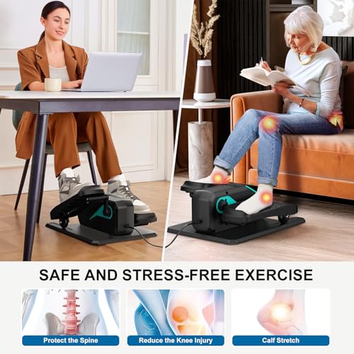 VIVURN-018 Under Desk Elliptical 12 Speed 5 Modes Mini Motorized Leg Exerciser While Sitting for Seniors As Seen on TV with Non-Slip Mat Quiet & Portable Electric Pedal Exerciser for Home and Office - color: Blue