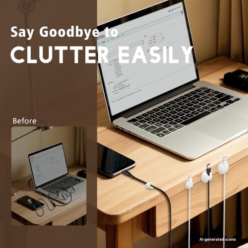 SmiLife Phone Charger Cord Holder, Mini Cable Clips Wire Organizer, Cable Management for Desk, Office and Nightstands, 9 PCS - color: White 1.1 inches + 0.8 inches