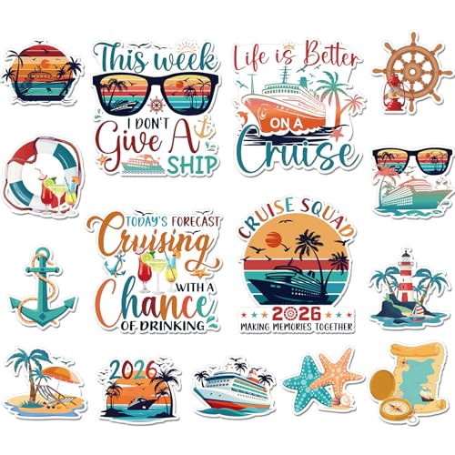 Wxiben 15 Pcs Retro Nautical Cruise Ship Door Magnets Decorations Magnetic | 2026 Sea Navigation Magnet Stickers, Strong Magnet Grip, Firm Sticking, for Carnival, Party, Fridge, Stateroom Cabin Door - style: Nautical
