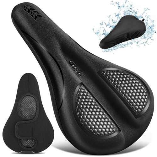 Bike Seat Cushion Gel Padded Bike Seat Cover Extra Soft Comfy for Men Women Comfort,with Peloton Stationary, Exercise, Mountain Bikes, Road & Electric - color: Black