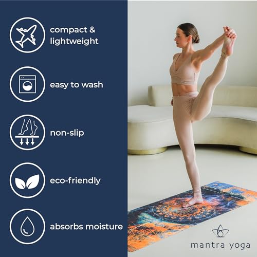 Mantra Yoga Travel PRO 1.5mm with Knee Pad - Foldable Fitness & Exercise Mat with Bag | Lightweight, Compact & Eco-Friendly | Non-Slip & Washable | For All Types of Yoga | 72" L x 24" W | 2.6 lbs - color: Masala