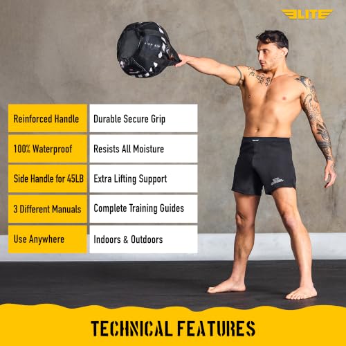 Elite Kettlebell Sandbag - Heavy Duty Sand Weights Bag for Cross Training, Strength Training, Workout, Functional Fitness, Adjustable Weight, Durable Training Equipment for Home & Gym (UN-FILLED) - size: 15-30 lbs