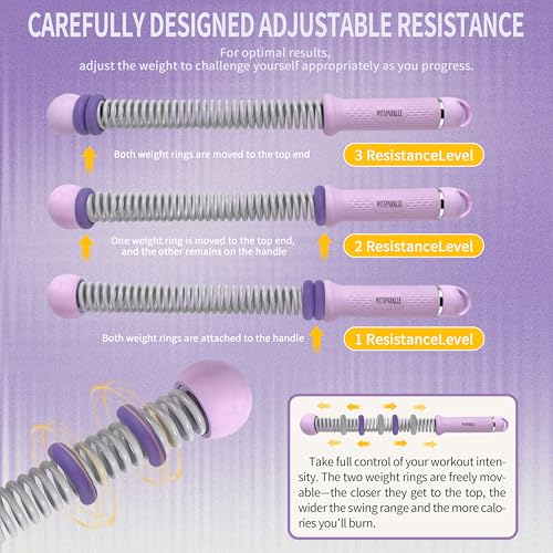 Portable Adjustable Ropeless Battle Ropes with Purple | Weighted Cordless Workout Rope with Anti-slip Handles for Low-impact Cardio, HIIT, Home Gym and Office Fitness - color: Purple