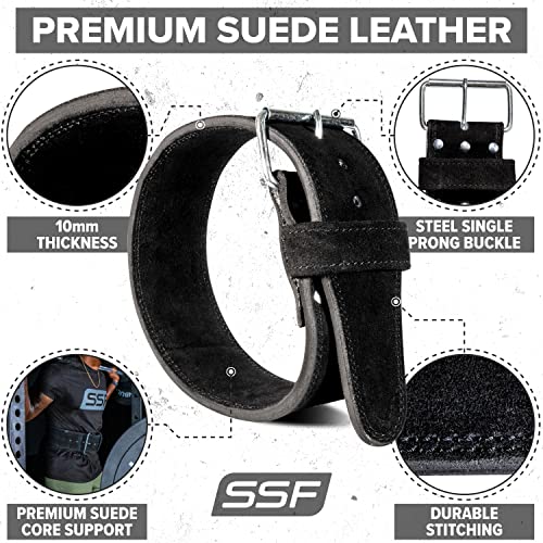SERIOUS STEEL FITNESS Leather Weight Lifting Belt | Powerlifting, Weightlifting & Exercise Belt | 4" Wide & 10mm Thick - color: Premium Single Prong, size: Large