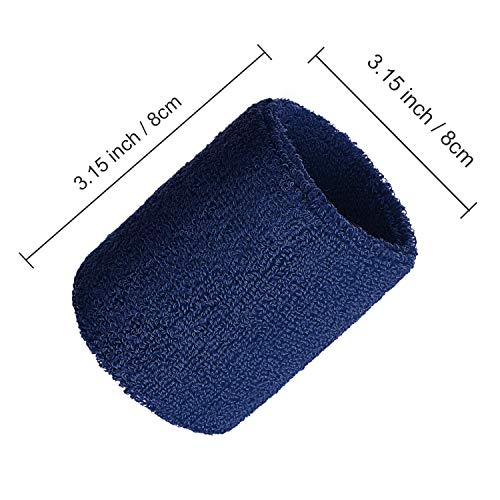 Willbond Wrist Sweatbands, Sports Sweatbands for Competition, Sweat Absorbent, for Basketball, Tennis, Football, Running and Work (Pack of 6) - color: Navy