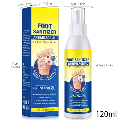Foot Socks Odor Removal Spray, Helps Extend Shoe Lifespan, 120ml, Natural Foot Spray, Shoe Deodorizer, Easy To Apply, For Women Men Adult Post-Workout Travel Home Athlete Gym School