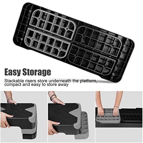 Adjustable Exercise Workout Aerobic Stepper Step Platform Trainer - color: Gray