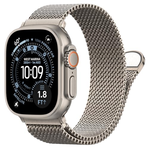 Milanese Loop Compatible with Apple Watch Band 40mm 41mm 42mm 38mm Men Women, Magnetic Buckle Strap Stainless Steel Mesh Metal Bands for iWatch Series 11 10 9 8 7 6 5 4 3 SE3/2/1 - color: 03-Titanium, size: 38/40/41/42mm(s10/11)