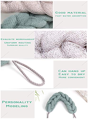 AARainbow 4 Packs Long Stretch Back Sponge with Rope Handles Back Scrubber Bath Shower Mesh Sponge Exfoliating Body Scrub Stretch Braided Loofah for Men and Women (2 Gray+2 Lotus Pink) - color: 2 Gray+2 Lotus Pink
