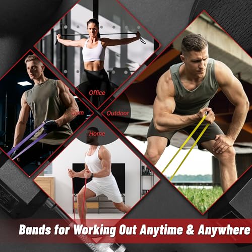Pull Up Assistance Bands, 5-Level Resistance Bands for Working Out, Pull Up Bands for Men & Women, Exercise Bands for Full-Body Training, Fitness, Physical Therapy, Stretch Workout Bands at Home, Gym - color: Multicolor+Door Anchor
