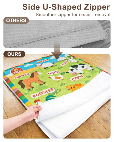 Baby Play Mat, 50x50 Playpen Mat with Machine Washable Cover | Removable, Thicken Cushioning Playmats for Baby, Non-Slip Bottom, Easy to Clean for Infants, Farm - color: Farm, size: 50" X 50"