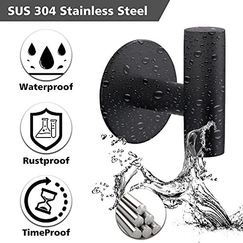 Bntuk Adhesive Hooks Heavy Duty Wall Hooks Stainless Steel Waterproof Shower Hook, Adhesive Holder Coat Hook for Hanging, Wall Mounted Towel Hooks for Bathroom Glass Window- 2 Pack - color: Matte Black, size: 2 Pack