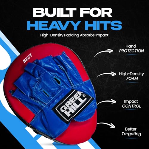 Green Hill Curved Boxing Focus Mitts for MMA, Muay Thai & Boxing - color: BLUE/BLACK