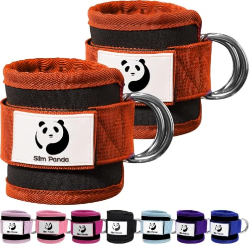 Slim Panda Ankle Strap for Cable Machine,Ankle Cuff for Kickbacks, Booty Hip Abductors,Glute Workouts, Leg Extensions, Curls for Men and Women, Adjustable with Double D-Rings - color: Vibrant Orange, style: Pair