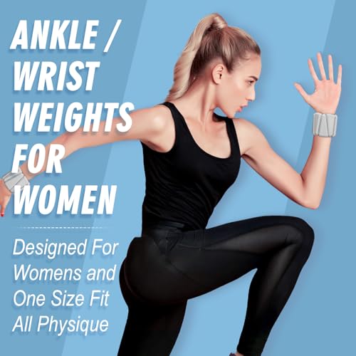 Wrist Weights, Adjustable Wrist Ankle Weights for Women, Wearable Arm & Leg Weights Set of 2(1 lb Each), Weighted Bangles for Walking, Yoga, Dance, Barre, Gym - color: Grey