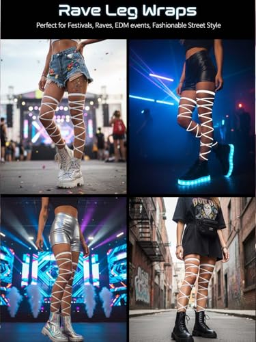 Rave Leg Wraps Elastic Garter Plus Size Leg Straps Music Festivals Outfits for Women - color: White