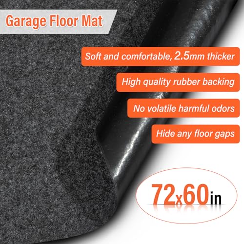 60 X 72 In Garage Floor Mat Under Car,Oil Spill Mat,Premium Maintenance mat | Waterproof Rubber Backing Layer Protects Garage Floor Surface - size: GFM-60x72IN