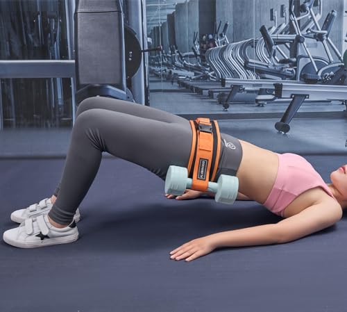 Hip Thrust Belt for Dumbbells,Booty Belt for Hip Thrust Slip-Resistant Padding - color: Orange