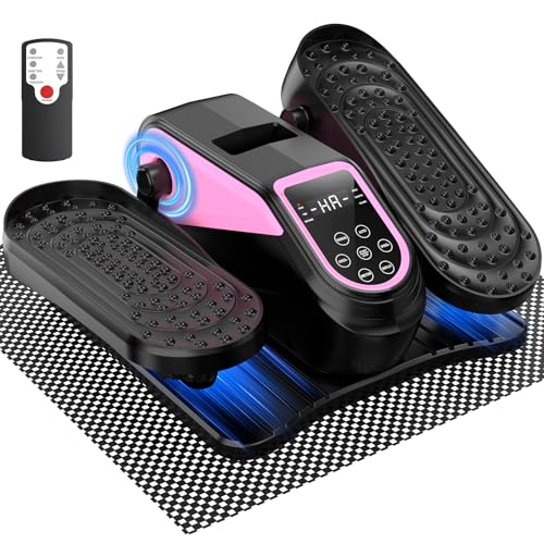 VIVURN® 023 Under Desk Elliptical Mini Electric Leg Exerciser for Senior, 12 Speeds RF Remote Display Monitor Non-Slip Mat, Quiet & Compact Seated Pedal Exerciser for Home Office Gift for Mom Dad - color: Pink