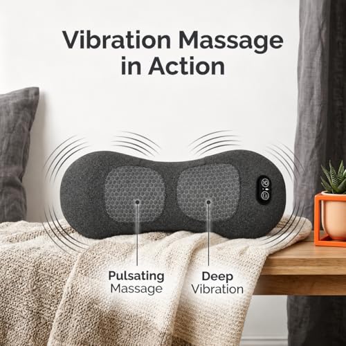 3-in-1 Cordless Lumbar Support Pillow with Heat, Vibration and Traction, Electric Lower Back Massager for Pain Relief Deep Tissue, Decompression Back for Chair, Bed, Car