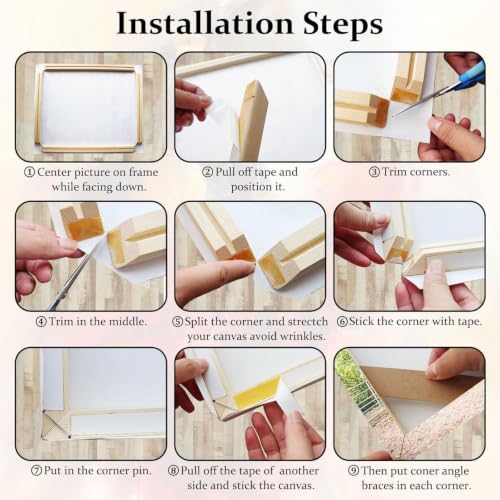 DIY Solid Wood Canvas Frame Kit with Stretch Bar - Customized Wooden Art Frames for Paintings - Easy-to-Build Canvas Stretching System - Wall Art & Oil Painting Accessories (12" x 16") - size: 12" x 16"