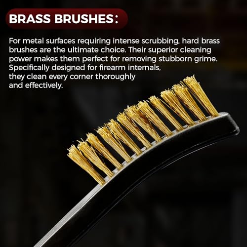 PINGMIC Gun Cleaning Brushes Set - 12 Pack Double-Ended Brass Brushes with Plastic Handles, All-Purpose Gun Cleaning Supplies Kit (Brass) - color: Brass